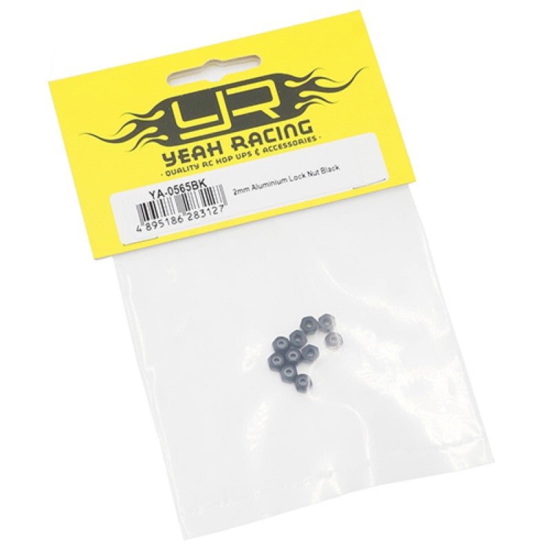 Yeah Racing 2mm Aluminium Lock Nut Black 10pcs YA-0565BK