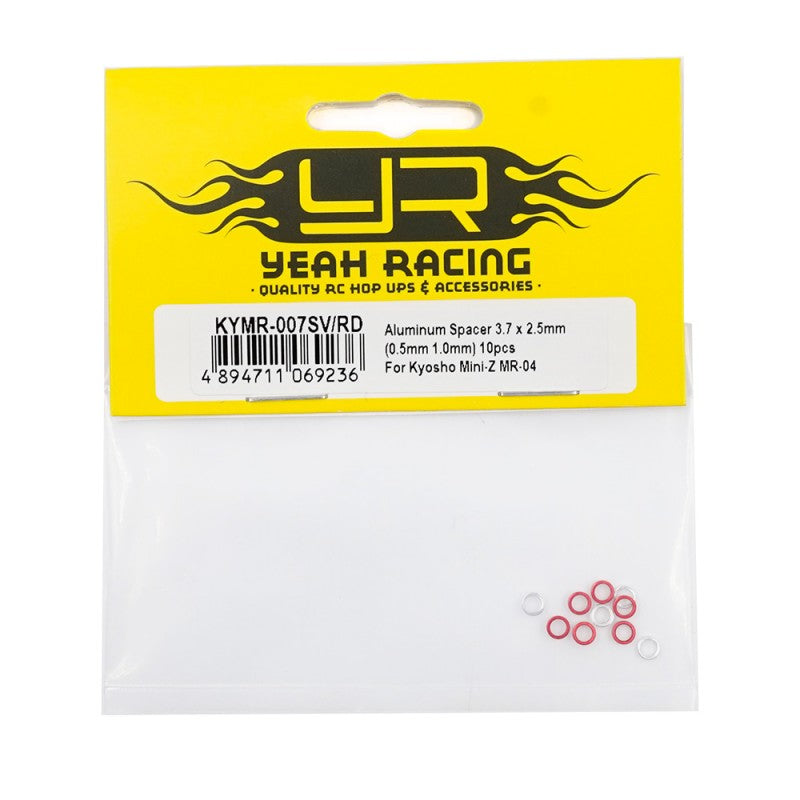 Yeah Racing Aluminum Spacer 3.7 x 2.5mm (0.5mm 1.0mm) 10pcs For Kyosho Mini-Z MR04 KYMR-007SV/RD RWD