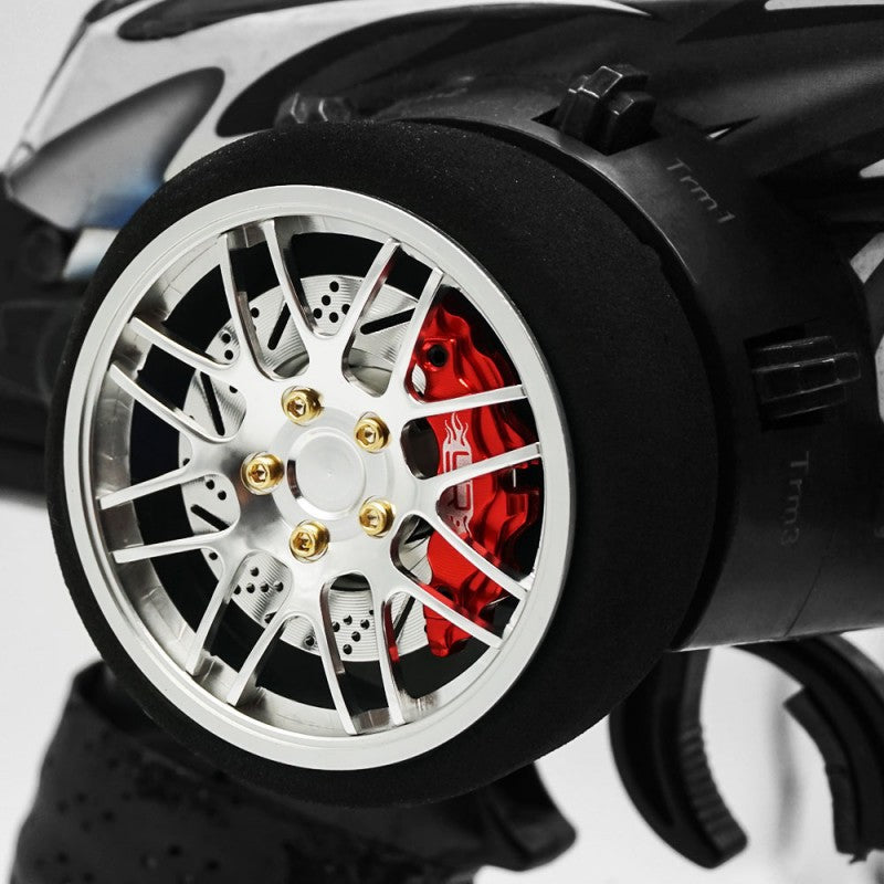 Aluminum Transmitter Steering Wheel Set Red Type B Fits Futaba KO Sanwa Flysky Traxxas YA-0626RD