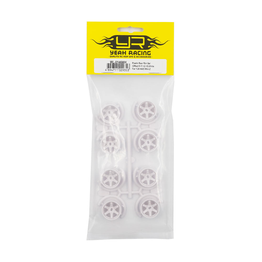 Yeah Racing Plastic Wide Rim Set 11mm (Offset 0 +1 +2 +3) White For 1/28 AWD Mini-Z  WL-0146WH