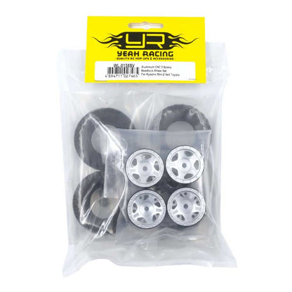 Yeah Racing Aluminum CNC 5 Spoke Beadlock Wheel Set For Kyosho Mini-Z 4x4 Toyota Defender 90  WL-0158SV
