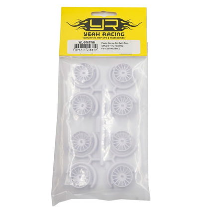 Yeah Racing Plastic Narrow Rim Set 8.5mm (Offset 0 +1 +2 +3) White For 1/28 AWD Mini-Z WL-0167WH