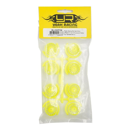 Yeah Racing Plastic Narrow Rim Set 8.5mm (Offset 0 +1 +2 +3) Florescent Yellow For 1/28 AWD Mini-Z  WL-0167FYW