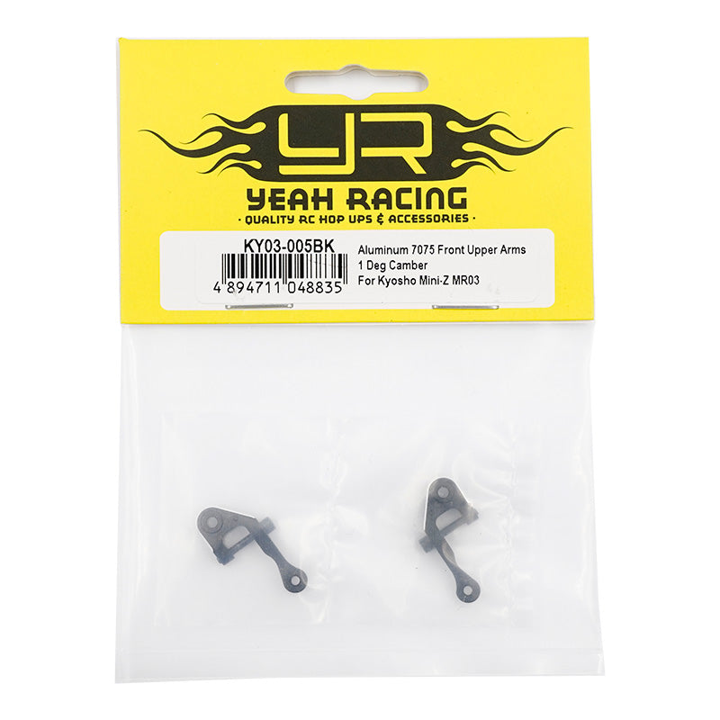 Yeah Racing Aluminum 7075 Front Upper Arms 1 Deg Camber For Kyosho Mini-Z MR03 KY03-005BK