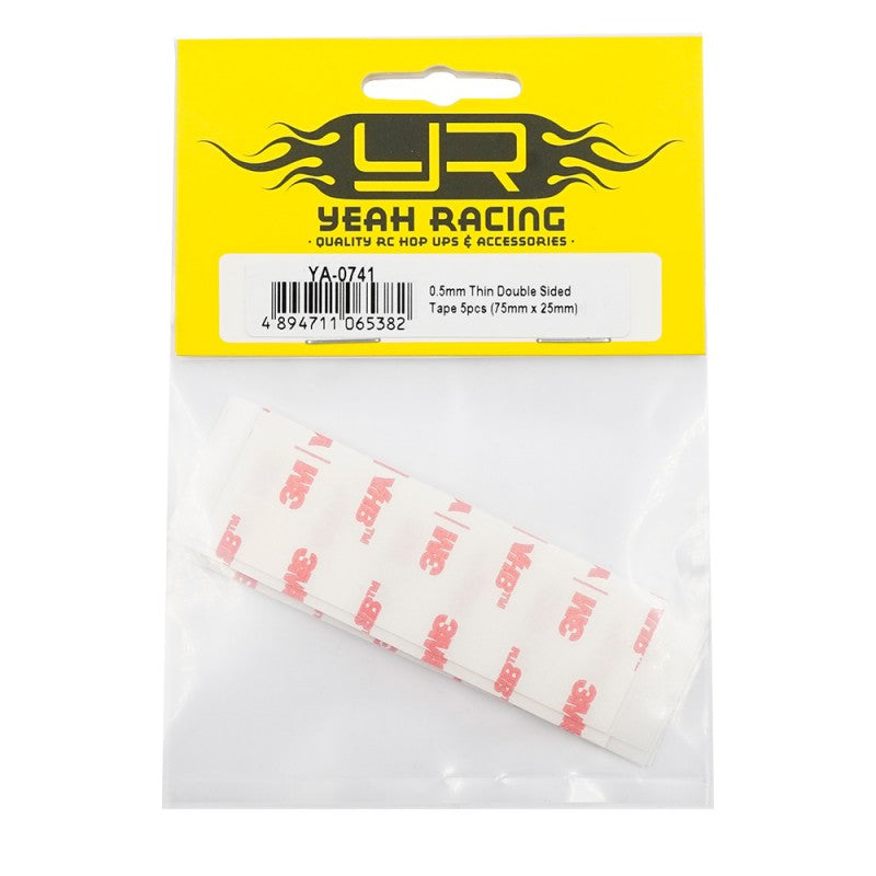 Yeah Racing 0.5mm Thin Double Sided Tape 5pcs (75mm x 25mm) YA-0741