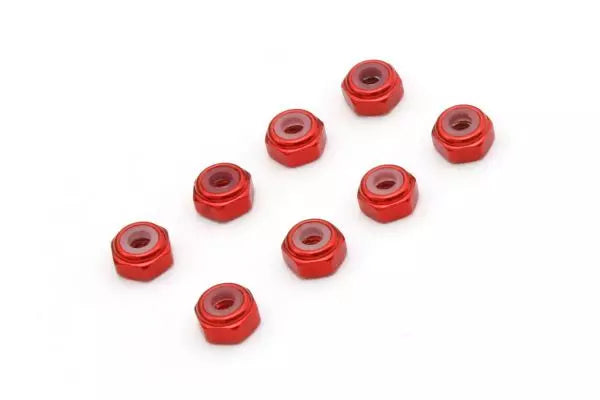 Kyosho M2 Aluminum Nylon Color Nuts (8 pieces) (Red) [MZW128R]